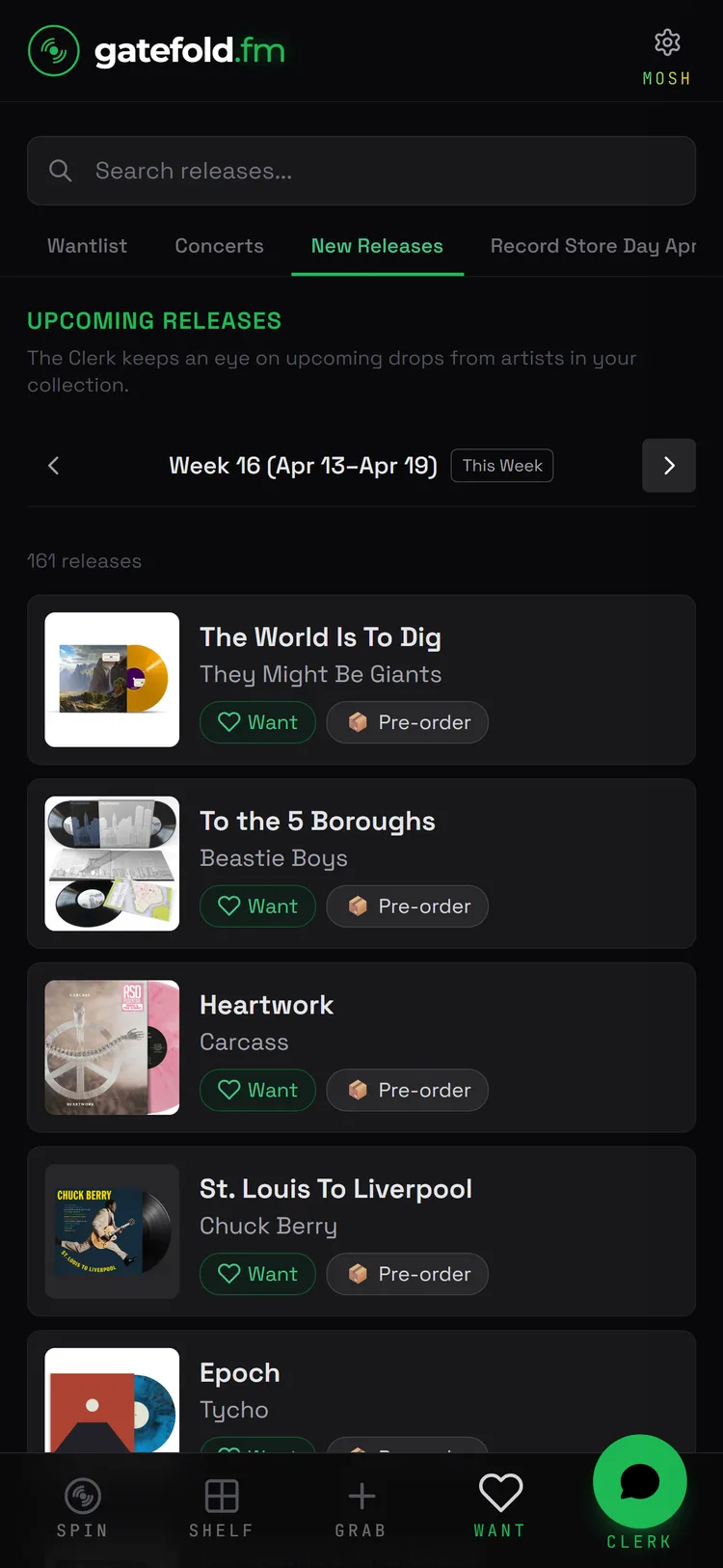 Wantlist — albums The Clerk thinks you need